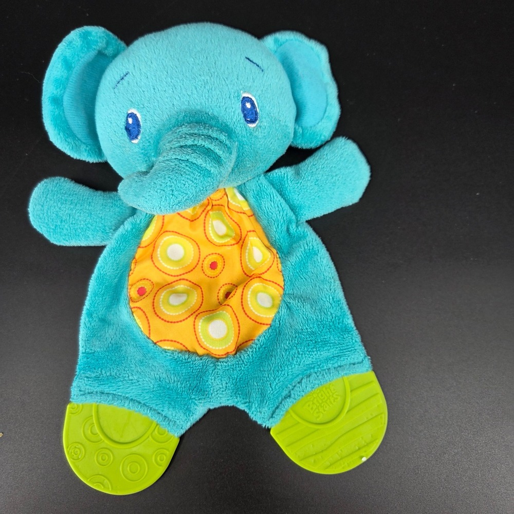 Bright Starts Snuggle Teether Elephant Blue Plush Baby Sensory Toy 8916